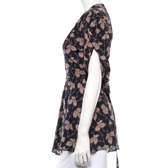 Stella McCartney Black Silk Floral Wrap Blouse Top Size 40 - 1946 - Picture 2 of 13